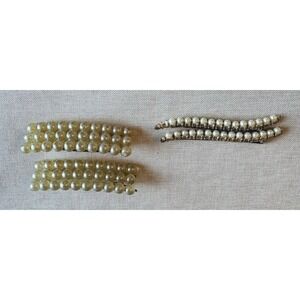 Vintage Retro Hair Barrette Clip Bobby Pin Set Lot Faux Pearl Gold Tone‎